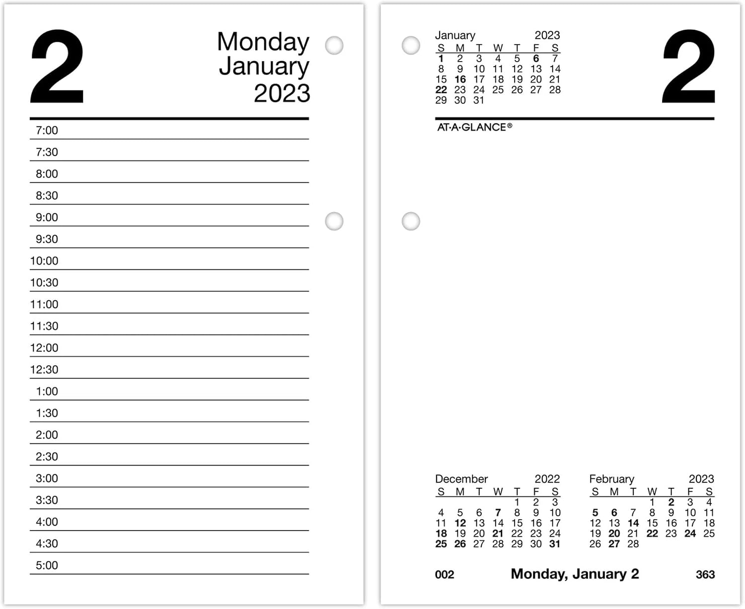 AT-A-GLANCE 2023 Daily Desk Calendar Refill, 3-1/2" x 6", Loose Leaf (E71750)