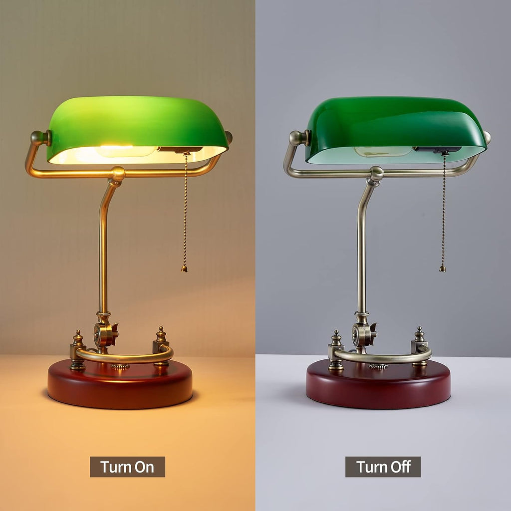 bankers lamp traditional green glass desk lamp solid on a desk or shelf