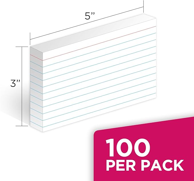 KAISA Lined Index Card 3"x5" Index Cards Flashcards, Blank on Back Index Cards - Image 2