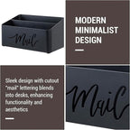 MyGift 2 Slot Modern Matte Black Metal Desktop Mail Sorter - Image 2