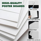 TUXIYA 100 Pack White Poster Board, 250GSM/92LB Heavy-Weight Blank Poster Board - Image 3