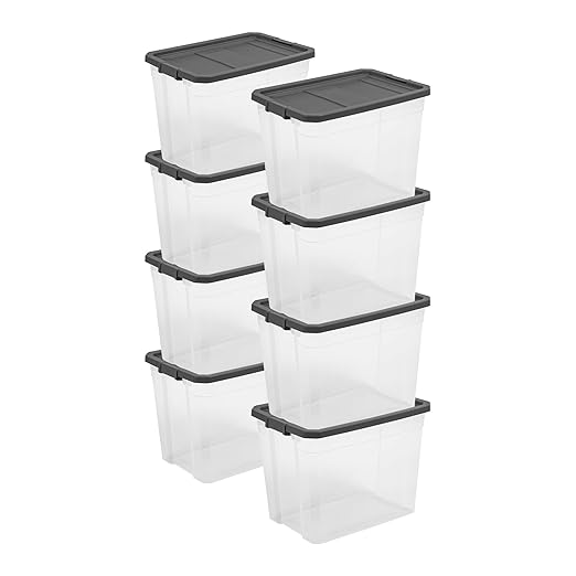 Sterilite 8-Pack Modular Stacker Box, Durable Clear Plastic Storage Bins by Sterilite