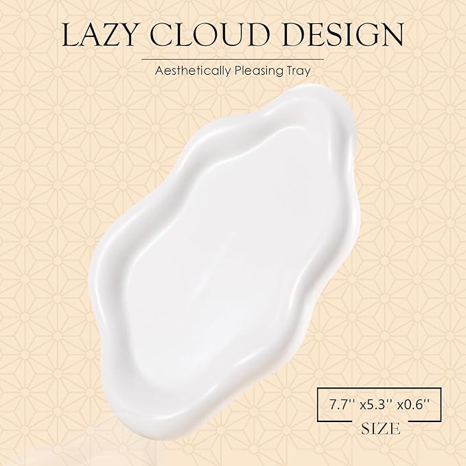 CCINPPY Ceramic Jewelry Tray Trinket Dish, Decorative Cloud Vanity Key Tray - Image 2