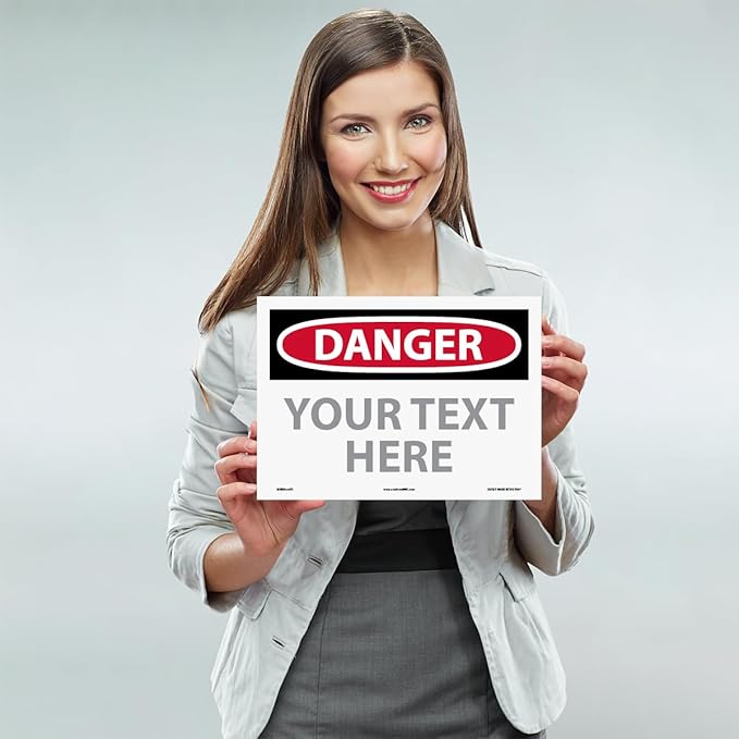 Custom OSHA Style Danger Sign 10" x 14" Adhesive Vinyl Sign, Customizable "Your - Image 2
