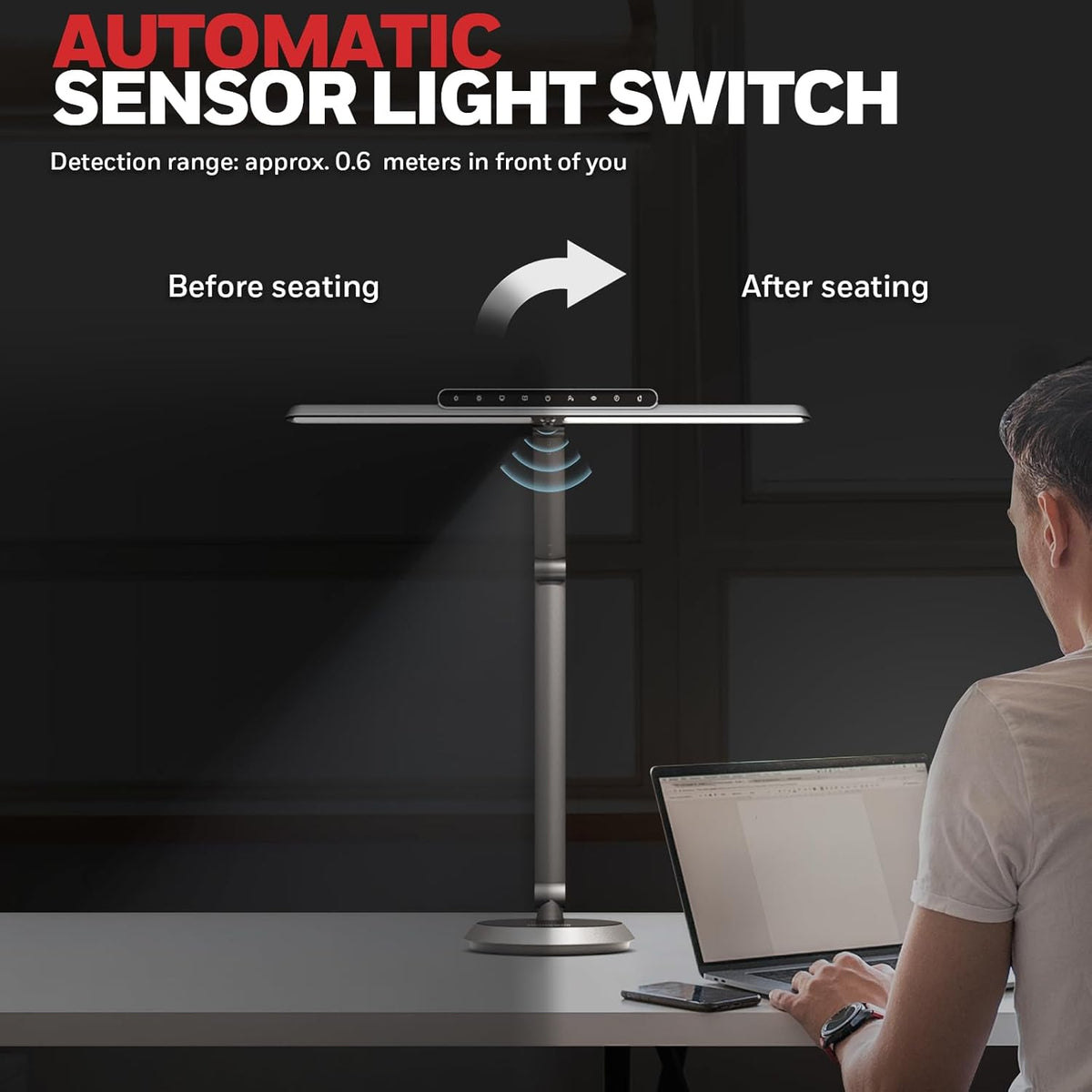Honeywell H9 Sunturalux LED Dimmable Desk Lamp with Motion-Sensing