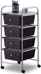 Giantex 4 Drawers Cart Storage Bin Organizer Rolling Storage Cart Metal Frame by Giantex