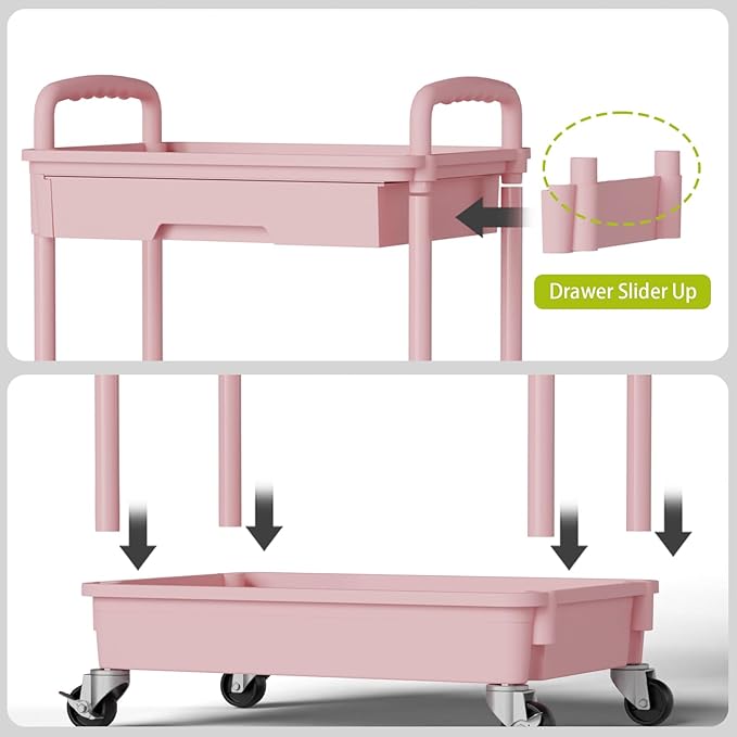 Sorgion 4 Tier Rolling Cart Organizer, Art Craft Diaper Bedside Snack Laundry - Image 5