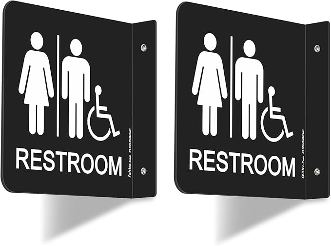 Faittoo Restroom Sign, Bathroom Signs, 6 x 6 Inches Acrylic Sign, by Faittoo