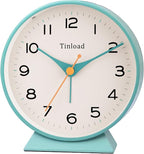 Tinload 4.5" Battery Operated Retro Analog Alarm Clock, Small Silent Bedside by Tinload