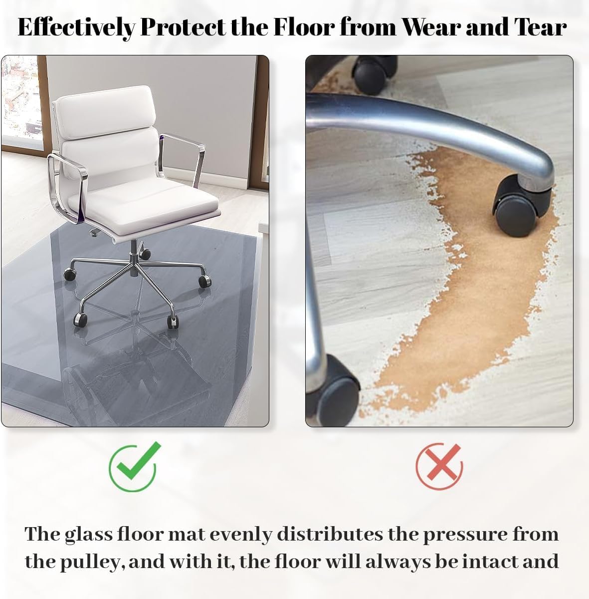 [Tempered Glass] 48" x 80" Glass Office Chair Mat for Carpet