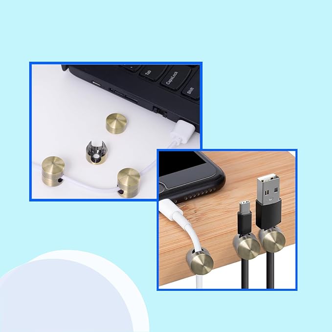 6 Sets Charger Cord Holder, Antique Copper Color Metal Adhesive Cable - Image 3