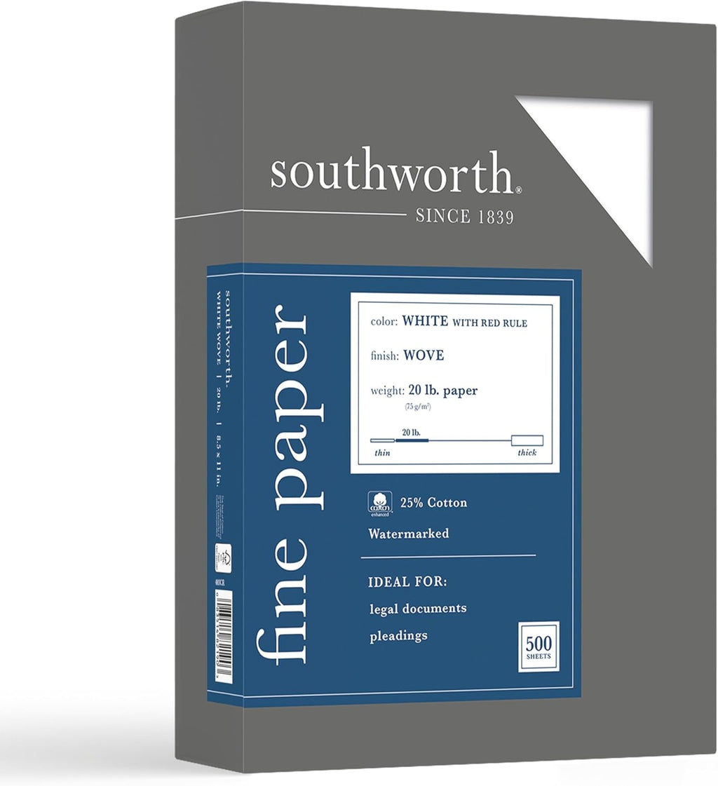 southworth 8.5" x 11" business paper, 20 lbs., close-up detail