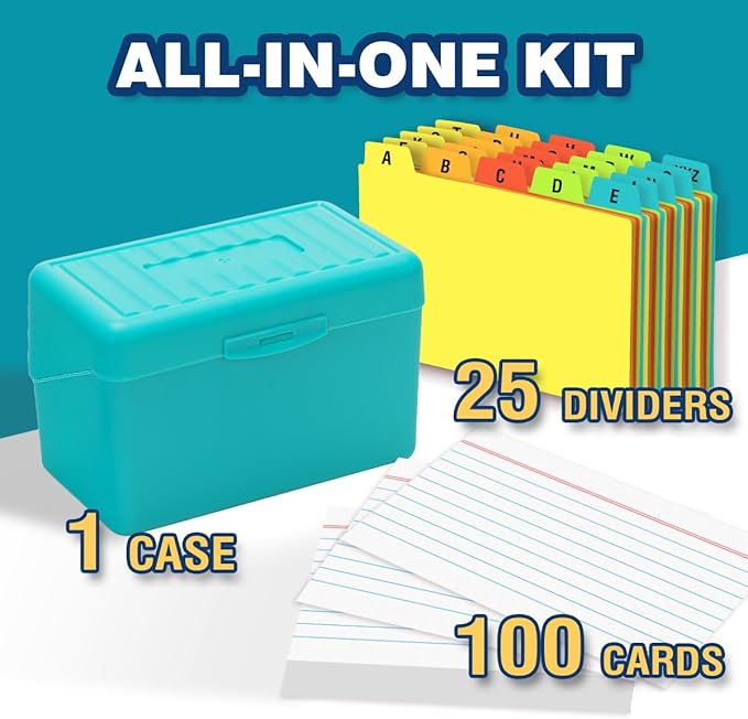 H4D 3x5 Index Card Holder with 100 Heavyweight Ruled Index Cards and 25 Plastic - Image 2