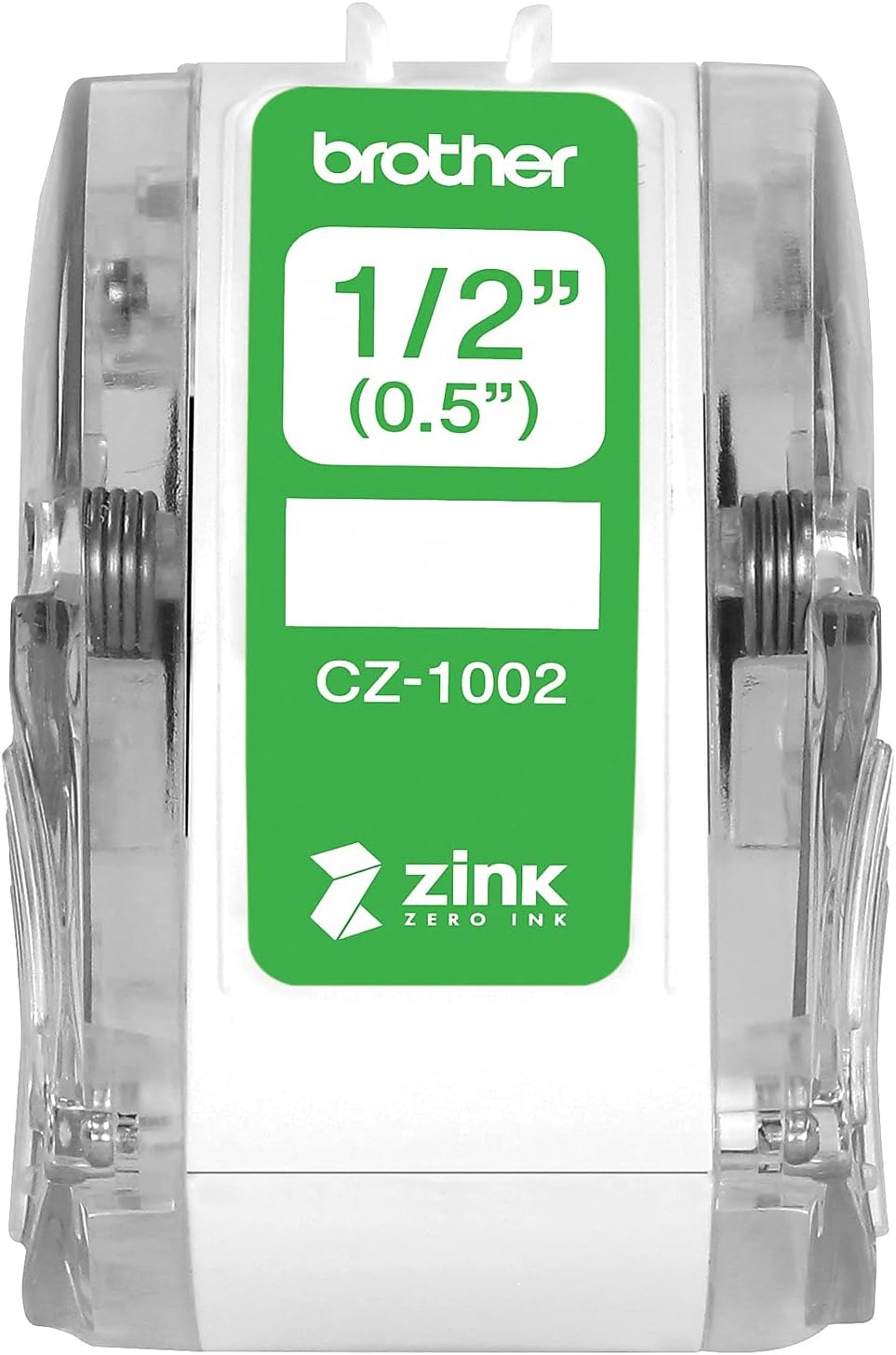 Brother Genuine CZ-1002 Continuous Length ½” (0.5”) 12mm Wide x 16.4 ft. (5 m) Long Label roll Featuring Zink Zero Ink Technology