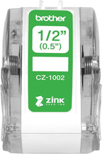 Brother Genuine CZ-1002 Continuous Length ½” (0.5”) 12mm Wide x 16.4 ft. (5 m) Long Label roll Featuring Zink Zero Ink Technology