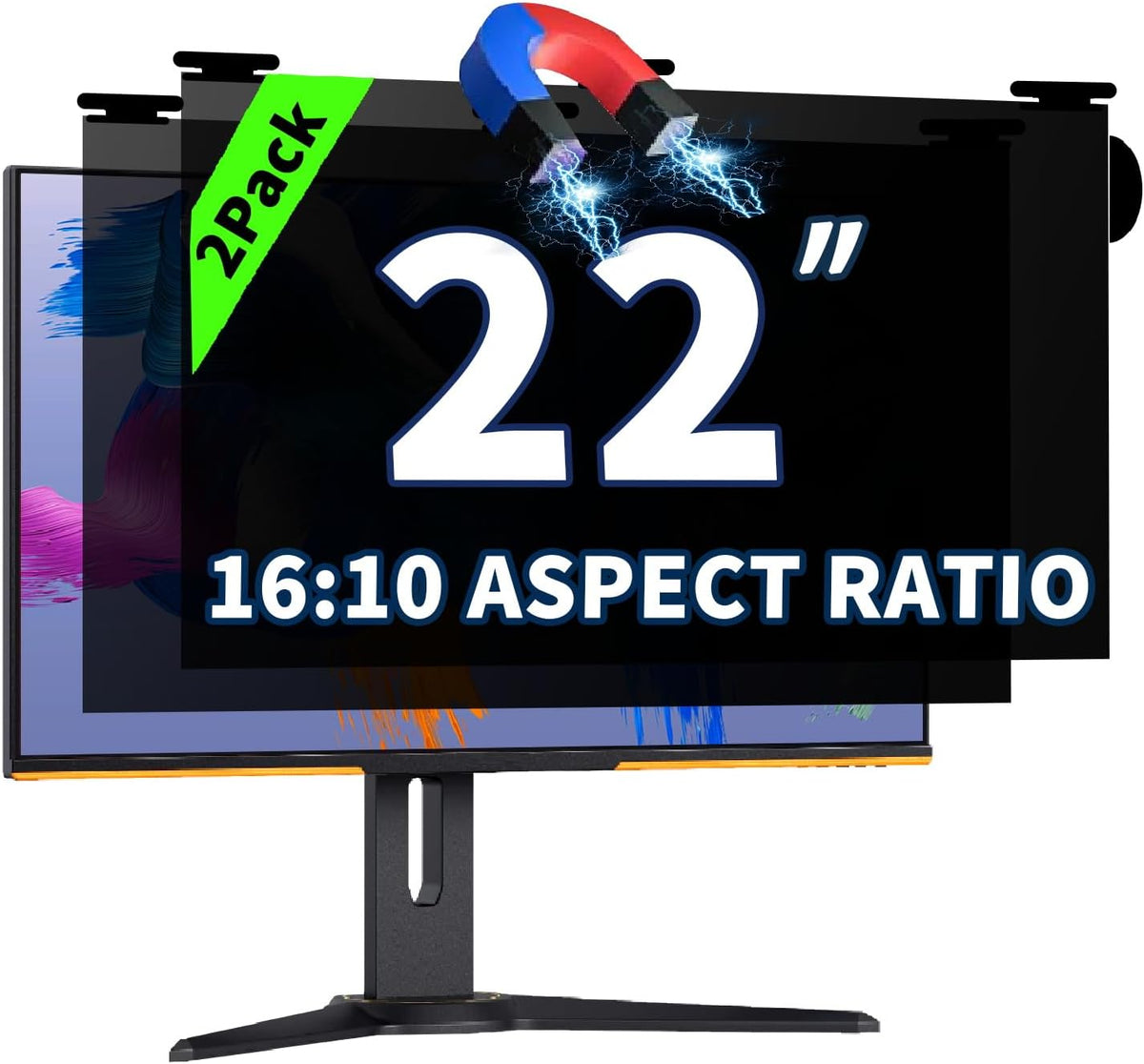 2 Pack Magnetic Hanging Computer Privacy Screen 22 Inch