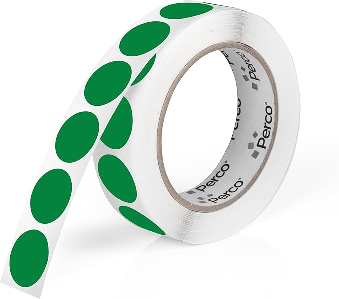 Perco Green 1-Inch Round Circle Dot Sticker Labels by Perco