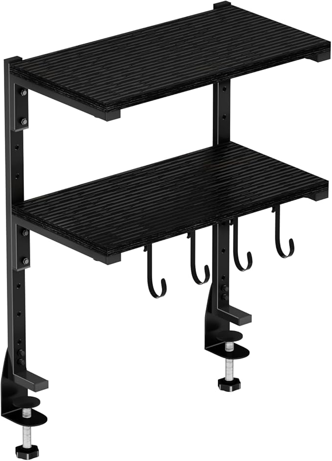 AUATRONNE Clamp-on Desk Shelf, 13 inch Above or Below Desk 2-Tier Shelving by AUATRONNE