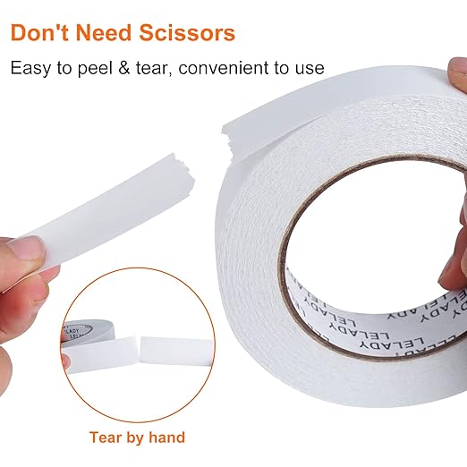 LELADY Double Sided Tape 1 Inch x 40 Yards- 2 Rolls Double-Sided Adhesive - Image 4