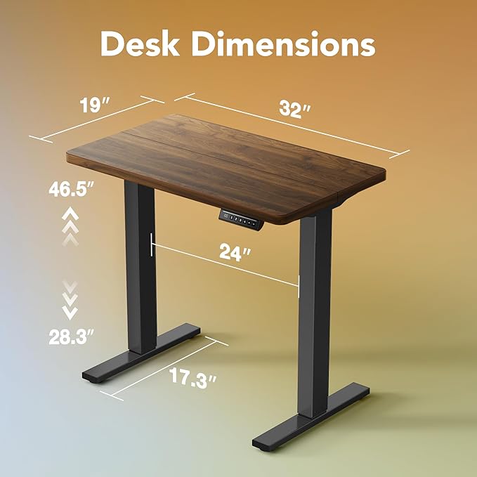 HUANUO 32" Small Electric Standing Desk Adjustable Height, 4 Memory Height - Image 2