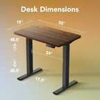 HUANUO 32" Small Electric Standing Desk Adjustable Height, 4 Memory Height - Image 2
