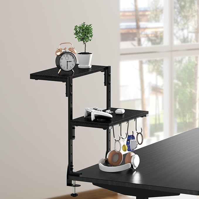 AUATRONNE Clamp-on Desk Shelf, 13 inch Above or Below Desk 2-Tier Shelving - Image 6