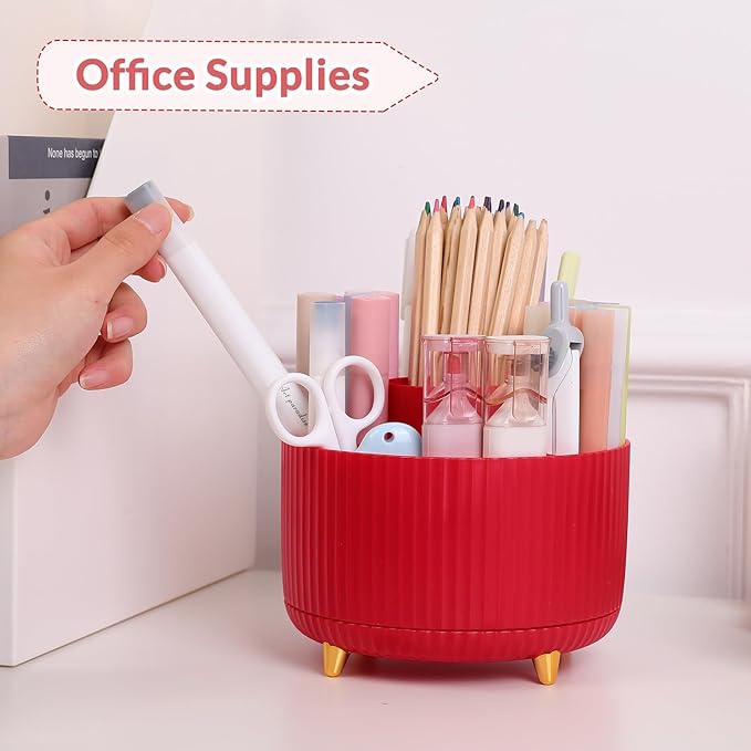 SKYDUE 360 Degree Rotating Desk Organizer, Dual-Purpose Pencil Pen Holder - Image 2