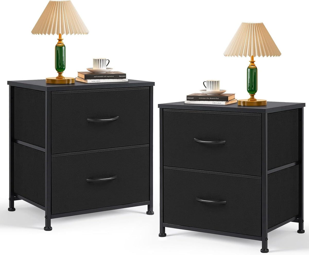 Nightstand Set of 2 Upgraded Small 2 Drawer Dresser End Table