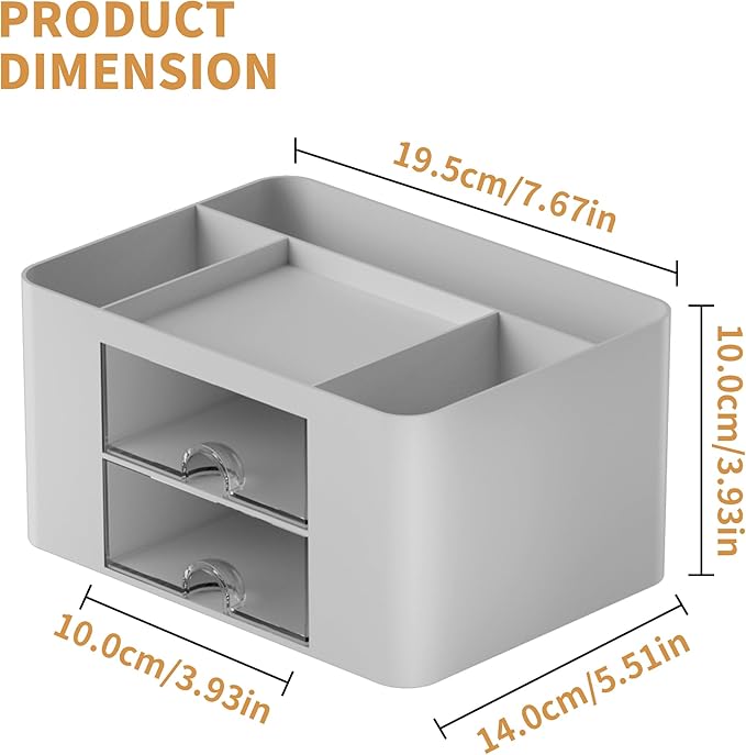 Marbrasse Pen Organizer with 2 Drawer, Desk Organizers and Accessories with 5 - Image 4
