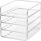 FANXIYQ 4-Tier Acrylic Paper Tray Organizer | Clear Stackable Desk Organizer by Unknown