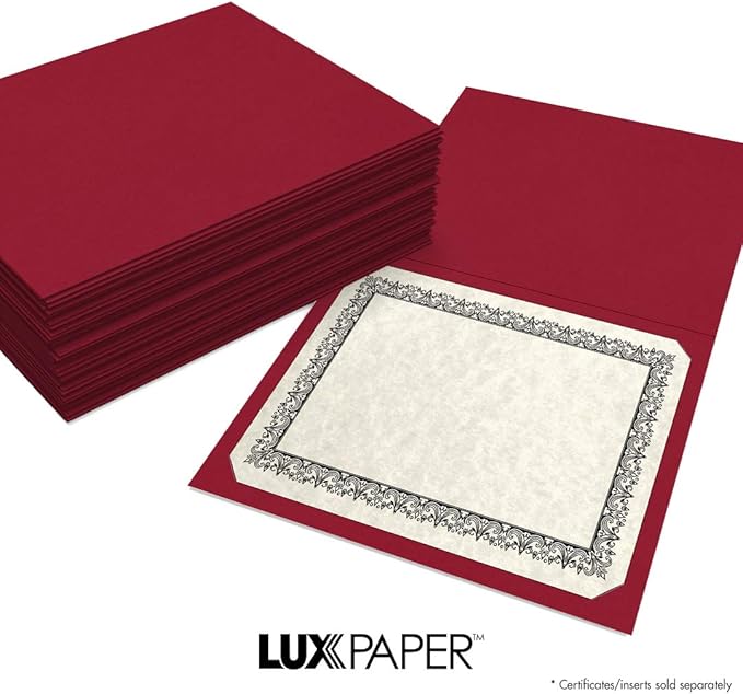 LUXPaper 9.5" x 12" Certificate Holders | Burgundy Linen | 100lb. Cover | 250 - Image 8