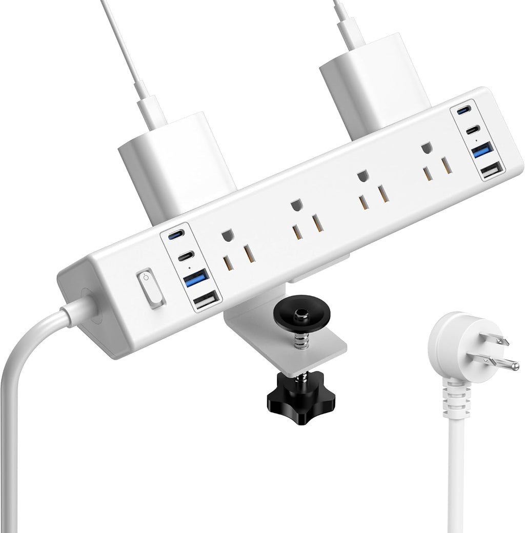 40W Fast Charging Station, Desk Clamp Power Strip 20W USB C, 8 Outlets