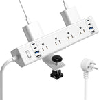 40W Fast Charging Station, Desk Clamp Power Strip 20W USB C, 8 Outlets by Jgstkcity