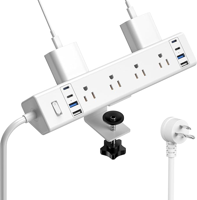 40W Fast Charging Station, Desk Clamp Power Strip 20W USB C, 8 Outlets by Jgstkcity