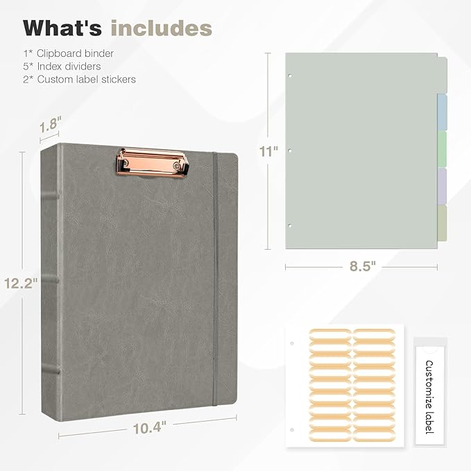 Ospelelf 3 Ring Binder With Clipboard 1 Inch Leather - Image 3