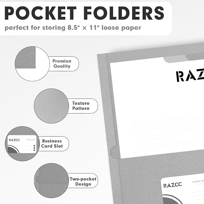 Two Pocket Folders, RAZCC 50 Pack 2 Pocket Folders Fit Letter Size Paper - Image 3