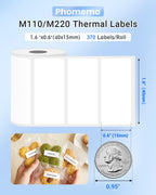 Phomemo M110 Labels, 1110 Pcs 1.57'' x 0.59'' (40x15mm) | for M110 M100 M220 M221 M120 M200 Label Printer, 370 Labels/Roll, for Small Price Tag, Mailing,Address,Shipping,Barcode