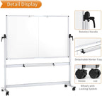 VIZ-PRO Double-Sided Mobile Whiteboard, 60 x 48 Inches, Magnetic Rolling Dry - Image 4