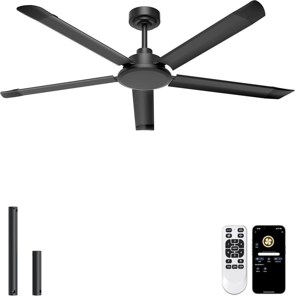 ohniyou 60'' industrial ceiling fan no light for, main product view