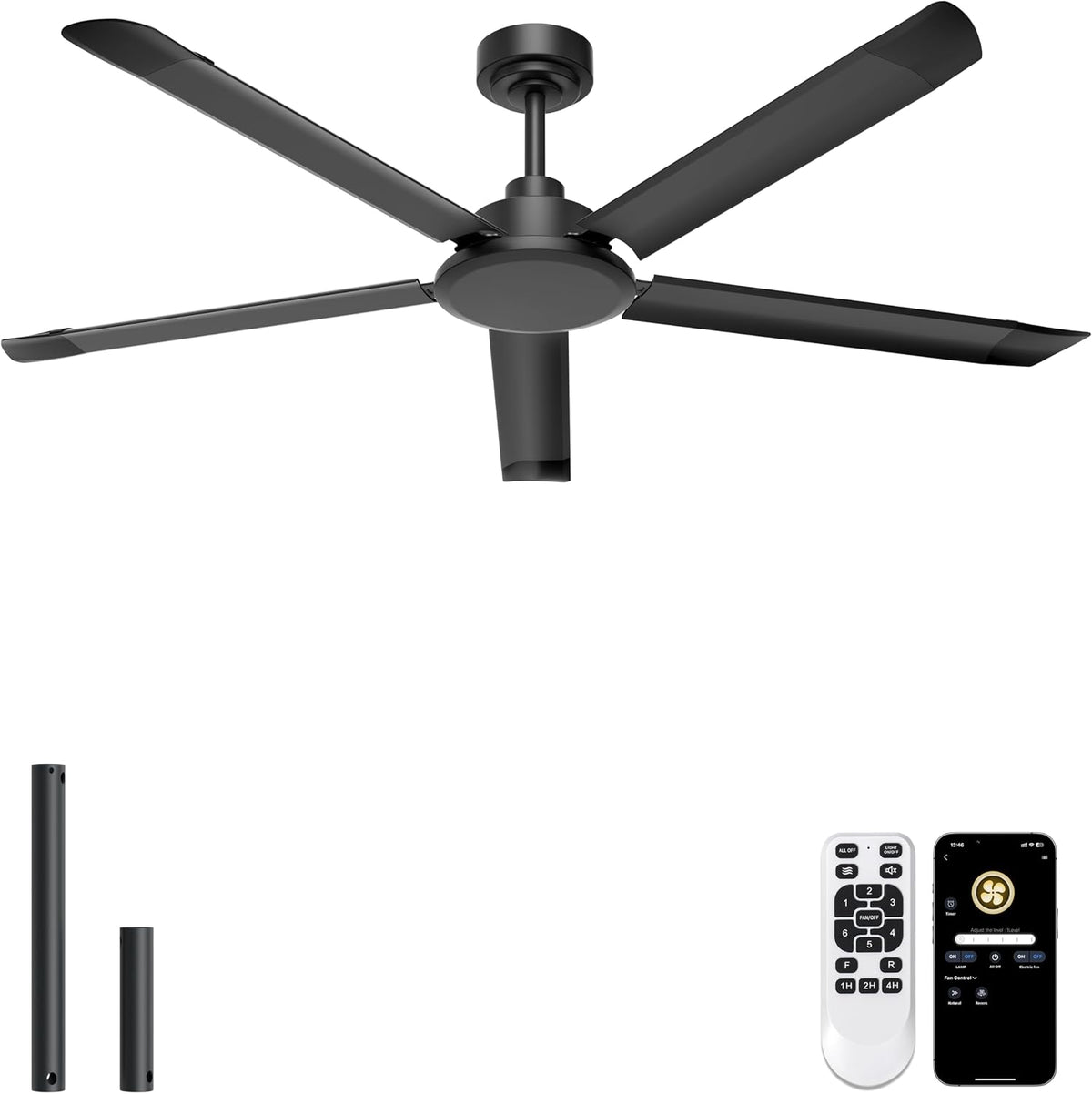 ohniyou 60'' industrial ceiling fan no light for, main product view