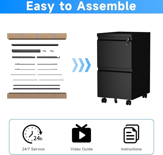 HOMOFFICE 2 Drawer File Cabinet - Image 8