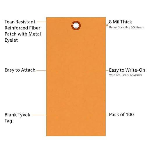 SmartSign 6.25 x 3.125 inch “Orange” Blank Tyvek Shipping Tags - Image 4