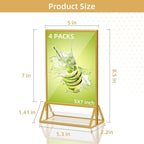 PPH-Sisy Acrylic Sign Holder 5X7 Gold Picture Frame, Double Sided Clear Display - Image 3