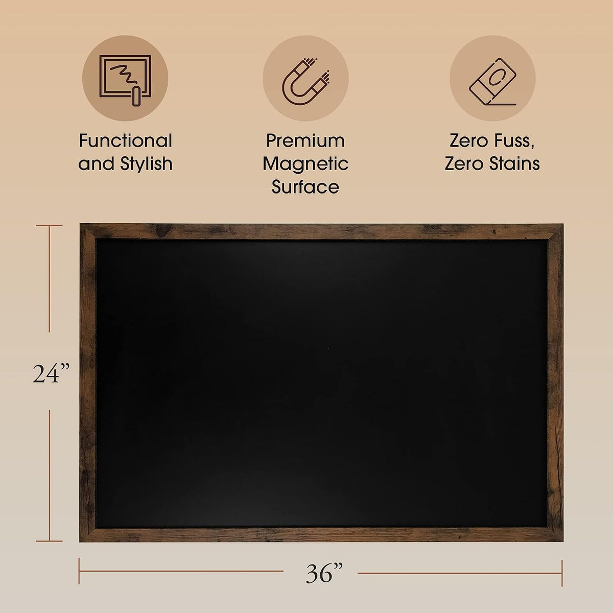 Loddie Doddie Rustic Wood Magnetic Board for Wall, Stain Resistant, 24"x...