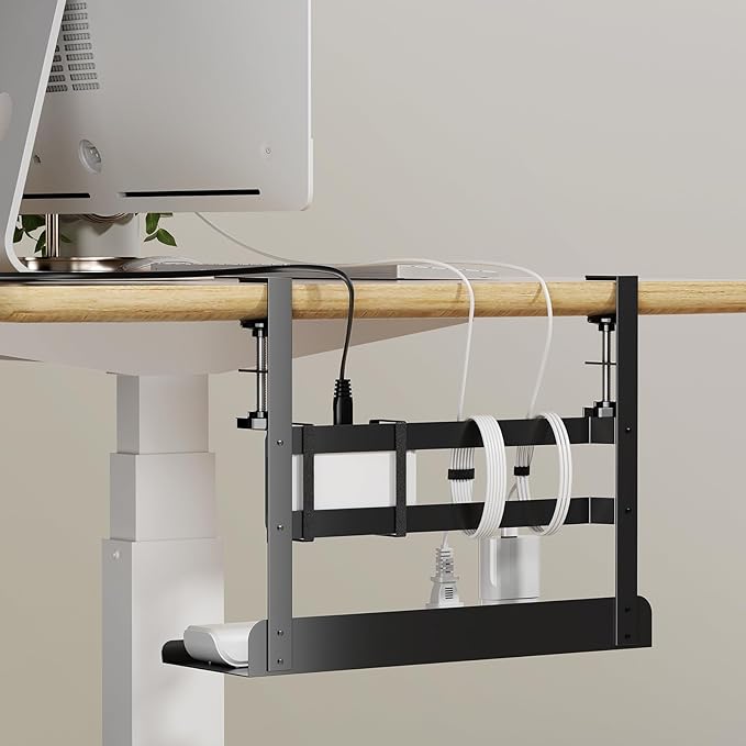 YECAYE Under Desk Cable Management Tray, All-Metal Clamp-Mount Cable Management - Image 7