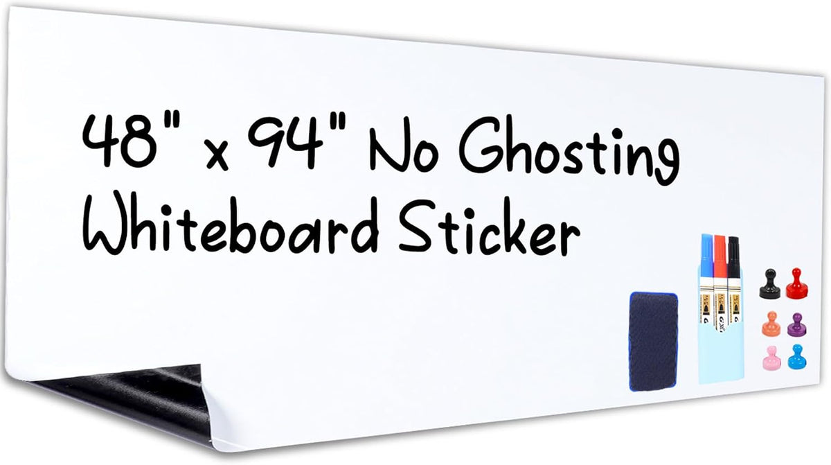 HAMIGAR White Board Dry Erase, 48" x 94" Self-Adhesive Sticker, No ...