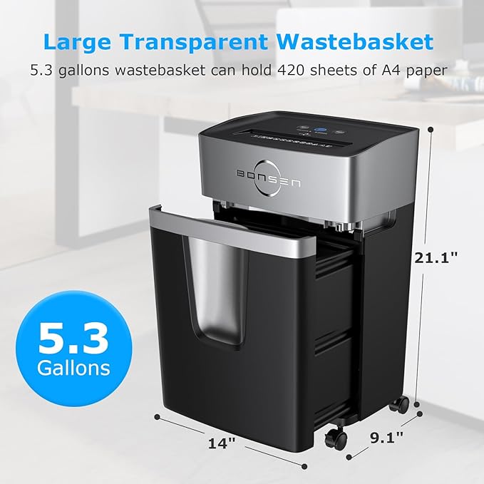 BONSEN 12-Sheet Micro Cut Paper Shredder - Image 4