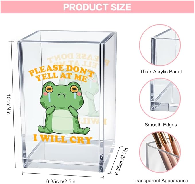 Vgrti Please Don't Yell at Me I Will Cry Acrylic Cosmetic Pencil Pen Holder Cup - Image 2