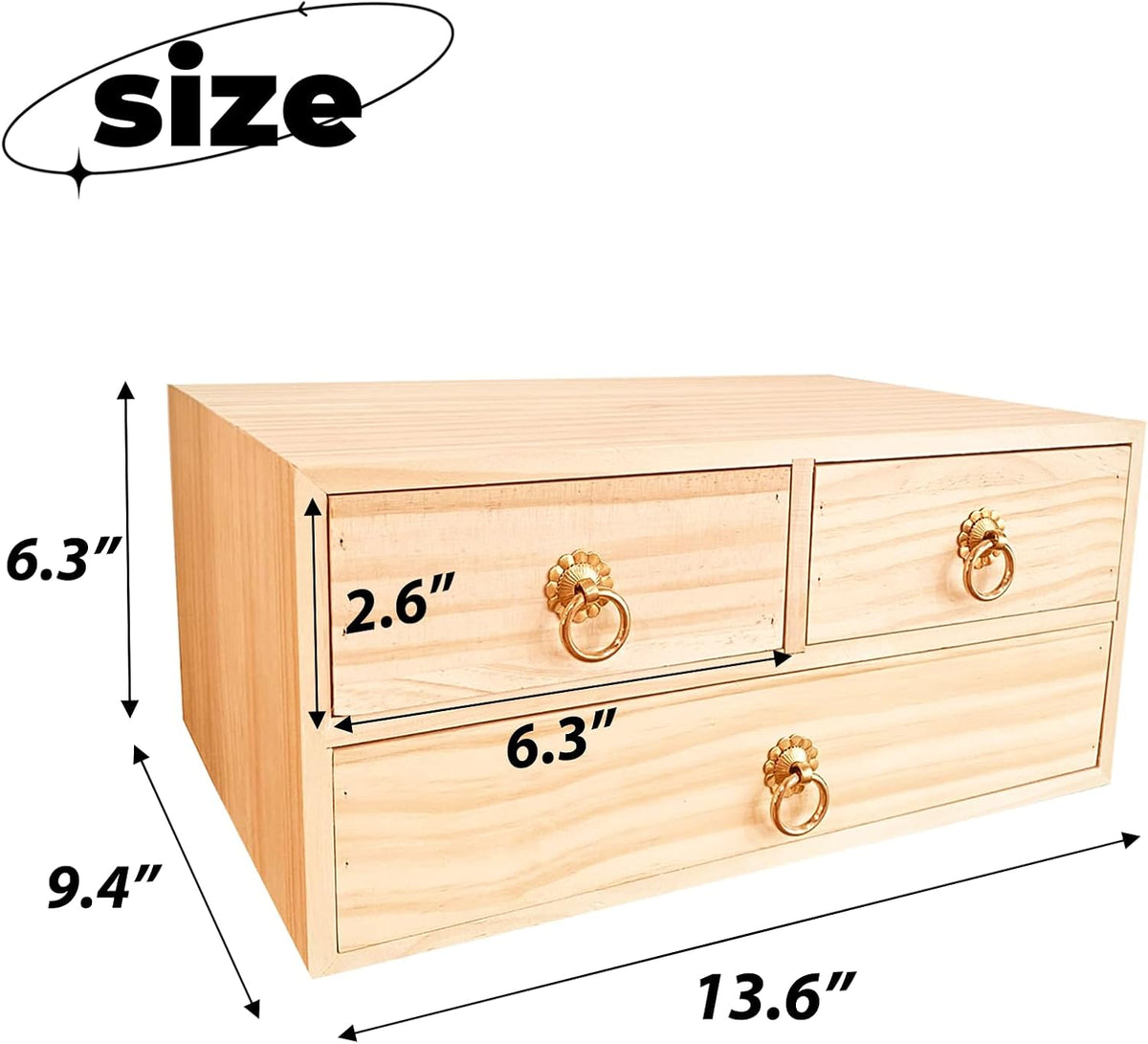 2 Layer Desk Organizer Natural Wooden Storage Box Counter Drawer