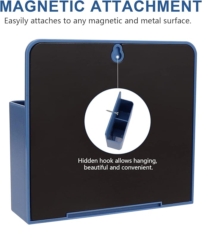 Blue Magnetic Dry Erase Marker Holder, Pencil Storage Cup - Image 4